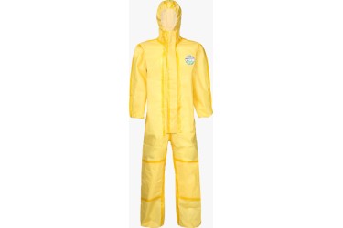 LAKELAND CHEMMAX1 CT1S428, COVERALL WITH HOOD, SZ: LARGE, YELLOW