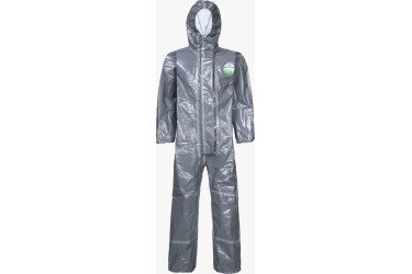 LAKELAND CHEMMAX3, CT3S428E, COVERALL ATTACHED HOOD, SZ: LARGE, GREY, Impa Code: 330978 COMPLETE CHEMICAL PROTECTION SUIT