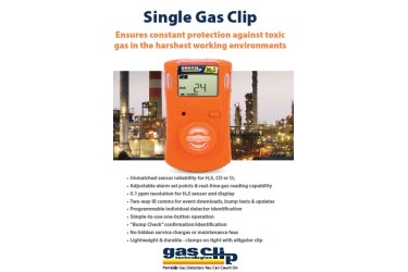 RENTAL GAS CLIP SGC-H SINGLE GAS DETECTOR, H2S (HYDROGEN SULFIDE)